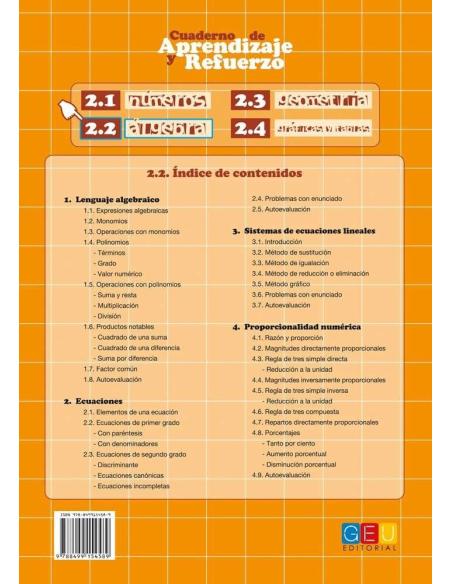 Cuaderno de aprendizaje y refuerzo 2.2: Álgebra