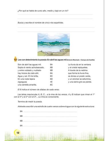 Palabras. Expresión y vocabulario · Nivel 1. Cuaderno 7: Agua, paisaje y clima