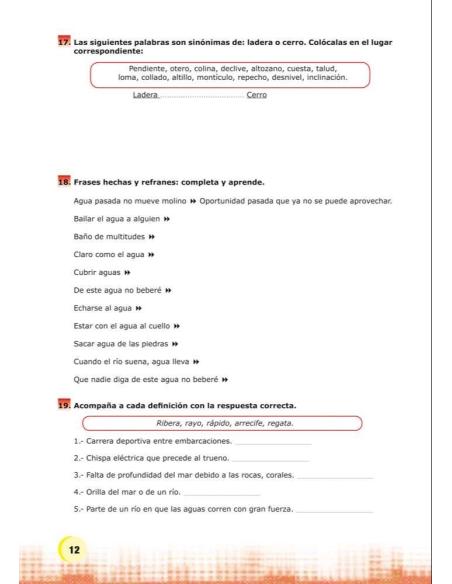 Palabras. Expresión y vocabulario · Nivel 2. Cuaderno 7: Agua, paisaje y clima Palabras. Expresión y vocabulario · Nivel 2. Cuaderno 7: Agua, paisaje y clima
