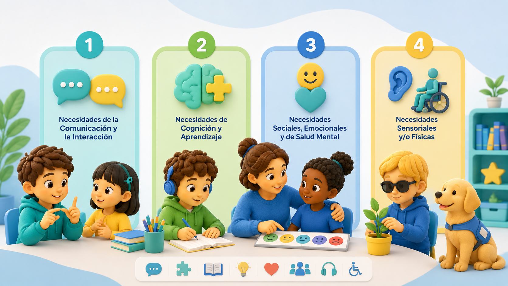 ¿Cuáles son las 4 necesidades educativas especiales?